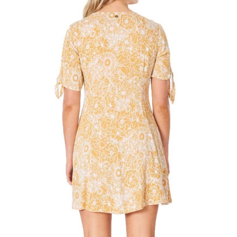 Rip Curl Golden Days Floral Boho Mini Dress Large Mustard Yellow - Picture 8 of 10
